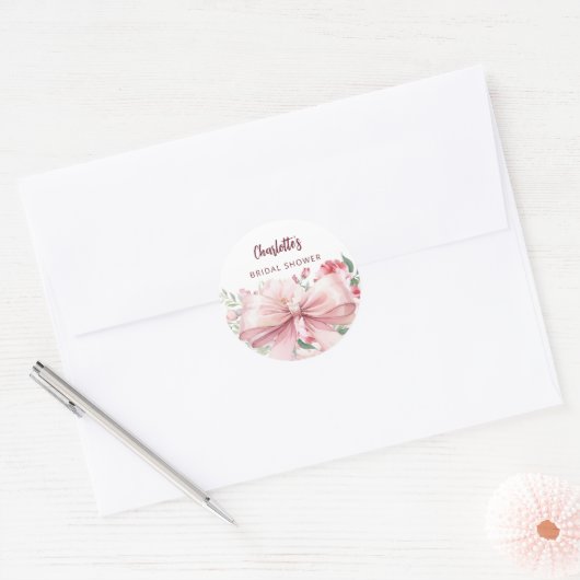 Boog roze bloemen bloeien Vrijgezellenfeest Ronde Sticker (Envelop)