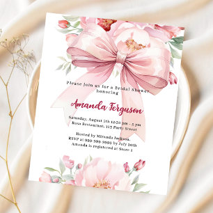Boog roze bloemen elegante Bruids Douche uitnodigi
