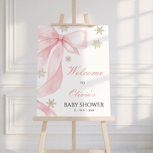 Boog Roze Koude Buiten Baby shower Welkom Teken Foto Afdruk