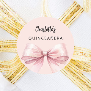 Boog roze Quinceanera Ronde Sticker