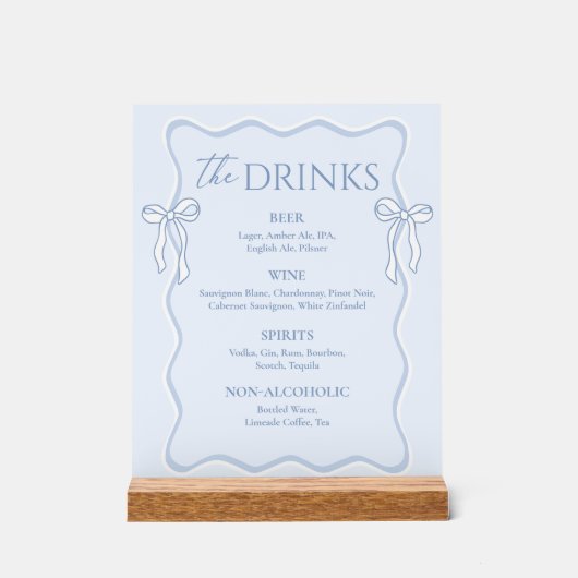 Boog Stof Blauw Bruidsdrank Bar Acryl Bord (Voorkant)