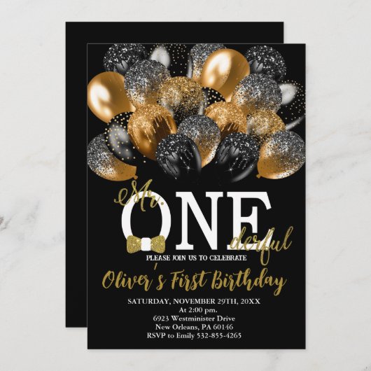 Boog Stropdas, ballonnen 1e dag, Mr. Onederful Ver Kaart (Voorkant / Achterkant)