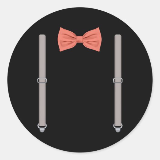 Boog Stropdas met bretels bruiloft en speciale gel Ronde Sticker (Voorkant)