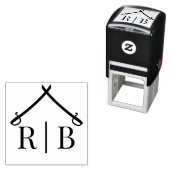 Boog van Sabres Militaire Bruiloft 2 Initiaal Mono Zelfinktende Stempel (In situ)