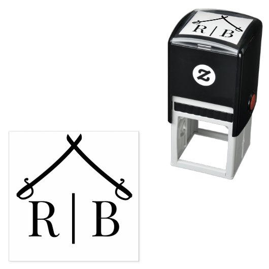 Boog van Sabres Militaire Bruiloft 2 Initiaal Mono Zelfinktende Stempel (In situ)