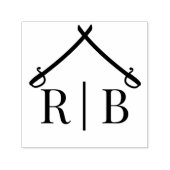 Boog van Sabres Militaire Bruiloft 2 Initiaal Mono Zelfinktende Stempel (Design)