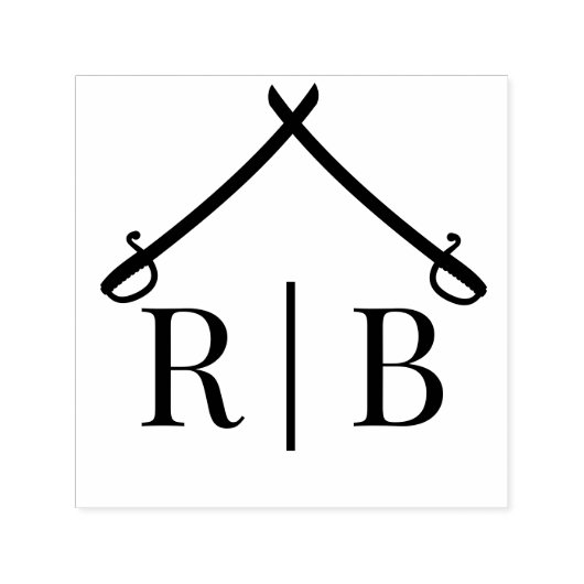 Boog van Sabres Militaire Bruiloft 2 Initiaal Mono Zelfinktende Stempel (Design)