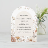 Boogbloemige Thanksgiving Diner Neutraal Kaart (Staand voorkant)