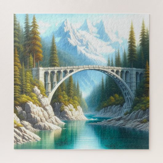Boogbrug over Mountain Stream Jigsaw Puzzel (Verticaal)