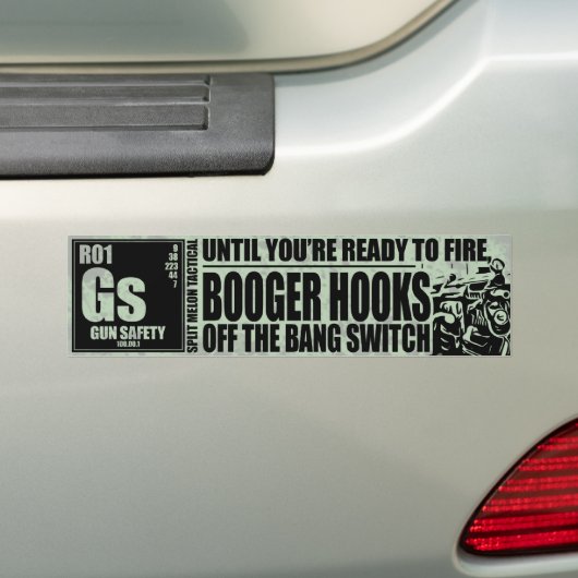 Booger Hooks off the Bang Switch - Pistool Safety Bumpersticker (Op auto)