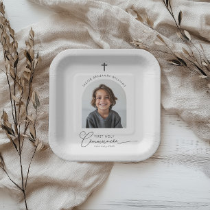 Boogfoto Eerste Communie Jongen Papieren Bordje
