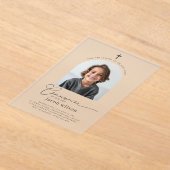 Boogfoto Eerste Communie Jongen Uitnodiging Acryl Uitnodigingen (Laagn)