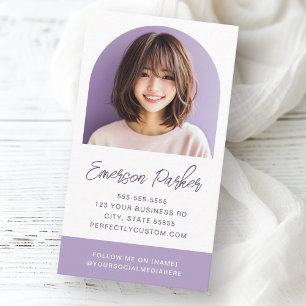 Boogfoto fris en trendy paarse of elke kleur visitekaartje