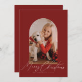 Boogfoto & handgeschreven Kerstscript Feestdagenkaart (Voorkant / Achterkant)