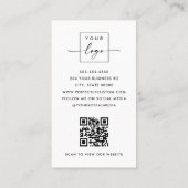 Boogfoto modern minimalistisch QR code logo wit Visitekaartje (Achterkant)