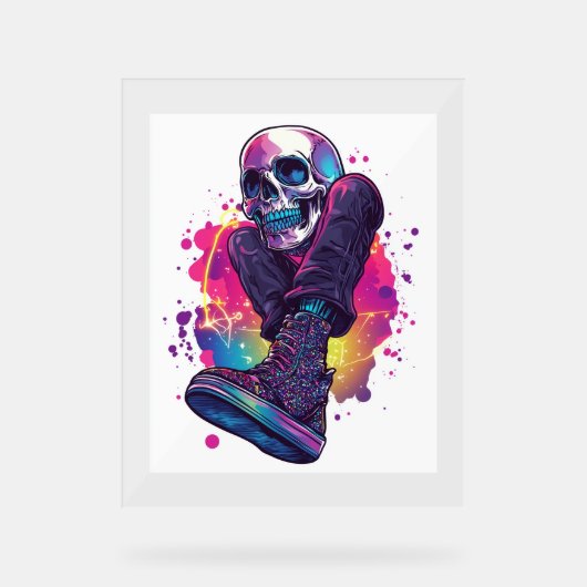 Boogie Botten - Funny 70s Disco Skull Acryl Bord (Voorkant)