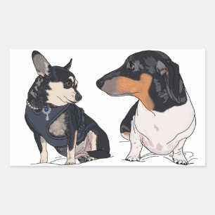 Boogie en Peanut, Dachshund en Chihuahua sticker