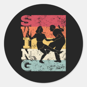 Boogie Woogie Swing Dancing Retro Colors Ronde Sticker