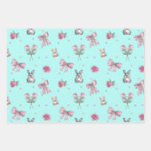 Boogjes, Konijntjes en Bloemen Inpakpapier Vel (Voorkant 3)