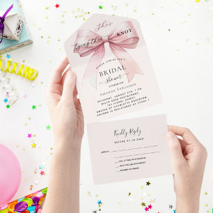 Boogknoop roze beige crème Vrijgezellenfeest rsvp All In One Uitnodiging