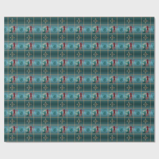 Boogschieten Boog en Pijl - Groen Patroon Cadeaupapier (Vlak)