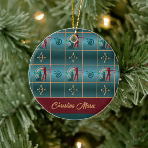 Boogschieten Boog en Pijl - Groen Patroon Keramisch Ornament