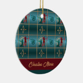 Boogschieten Boog en Pijl - Groen Patroon Keramisch Ornament (Rechts)