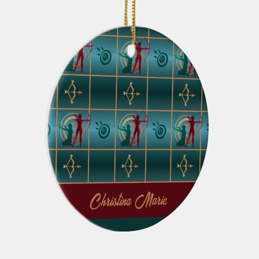 Boogschieten Boog en Pijl - Groen Patroon Keramisch Ornament (Rechts)