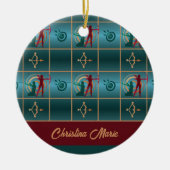 Boogschieten Boog en Pijl - Groen Patroon Keramisch Ornament (Voorkant)