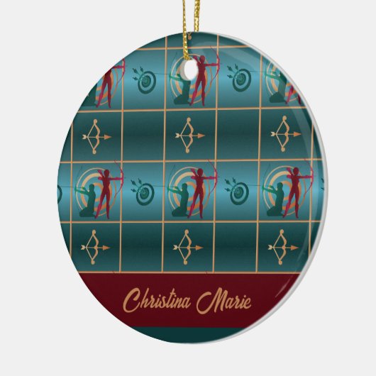 Boogschieten Boog en Pijl - Groen Patroon Keramisch Ornament (Links)