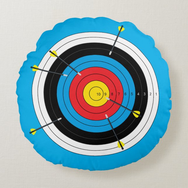 Boogschieten Bullseye, Bow schieten Doel en Pijlen Rond Kussen (Voorkant)