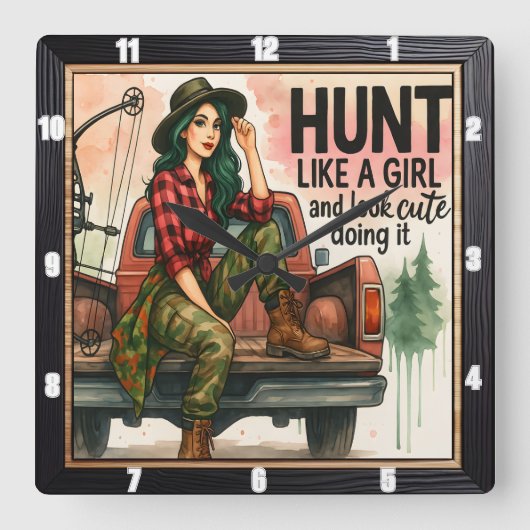  boogschieten meisje jagen vierkante klok (Voorkant)