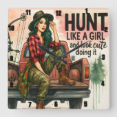  boogschieten meisje jagen vierkante klok (Voorkant)