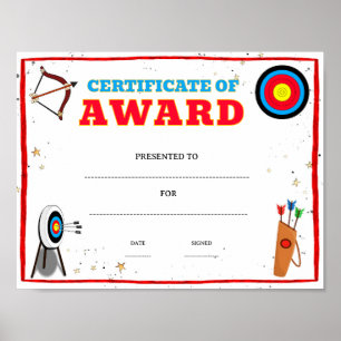 Boogschieten prestatie award bewerkbaar poster
