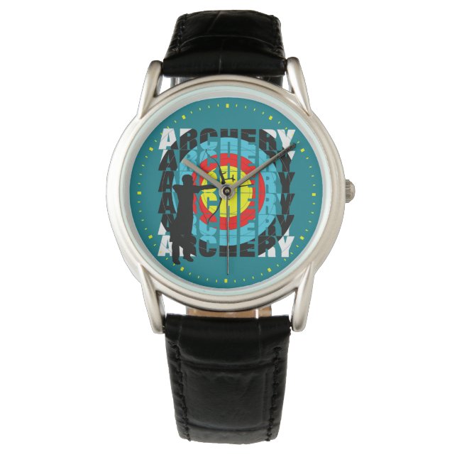 Boogschieten Sport Cool Typografie Boogschutters G Horloge (Voorkant)