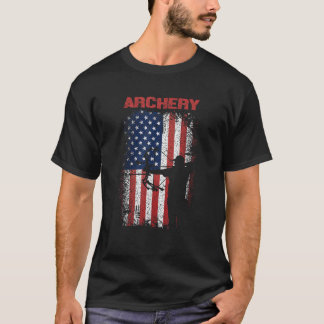 Boogschieten Sport Retro Amerikaanse Vlag Amerika  T-shirt