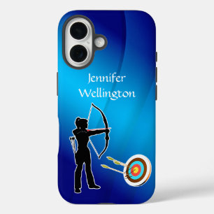 Boogschieten Vrouwelijke Boogschutter Silhouet en iPhone 16 Hoesje