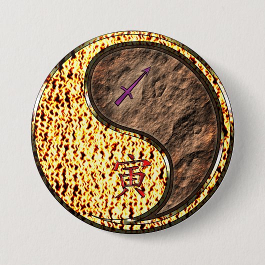 Boogschutter & Aard Tijger Ronde Button 7,6 Cm (Voorkant)