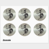 Boogschutter Archer Silhouet met Metaaleffect Ronde Sticker (Vel)