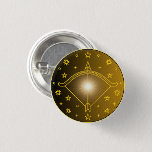 Boogschutter Dierenriem Embleem Minimaal Hemels Sy Ronde Button 3,2 Cm