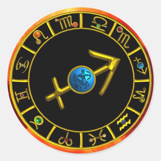 BOOGSCHUTTER EN GOUDEN STERRENBEELD VERJAARDAG TEK RONDE STICKER (Voorkant)