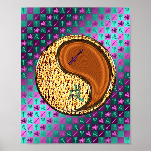 Boogschutter en houten hond poster (Voorkant)