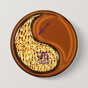 Boogschutter & Houten Haan Ronde Button 7,6 Cm