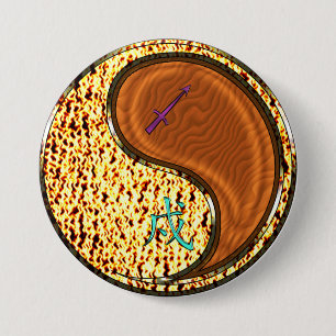 Boogschutter & Houten Hond Ronde Button 7,6 Cm