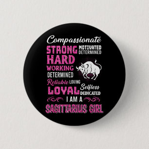 Boogschutter Meisje Verjaardagshirts Grappig Novem Ronde Button 5,7 Cm