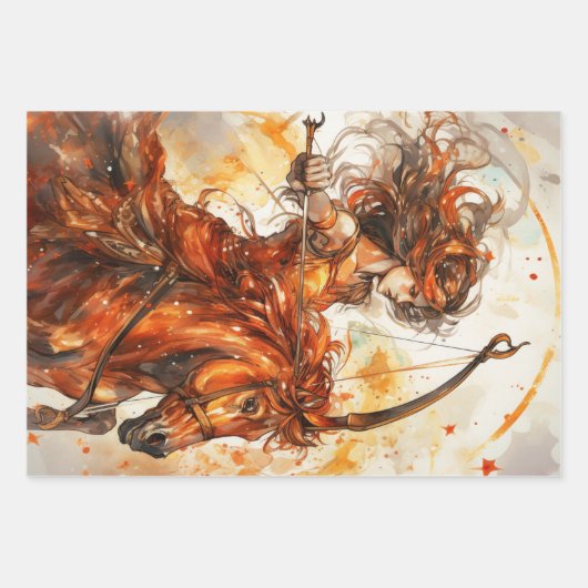 Boogschutter meisje Zodiac verjaardag Inpakpapier Vel (Voorkant 3)