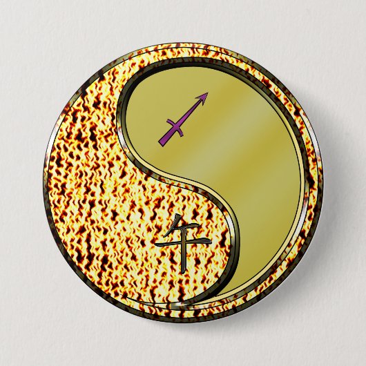 Boogschutter & Metaal Paard Ronde Button 7,6 Cm (Voorkant)