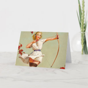 Boogschutter Pin-Up Meisje Kaart