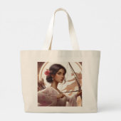 Boogschutter roze bloem grote tote bag (Achterkant)