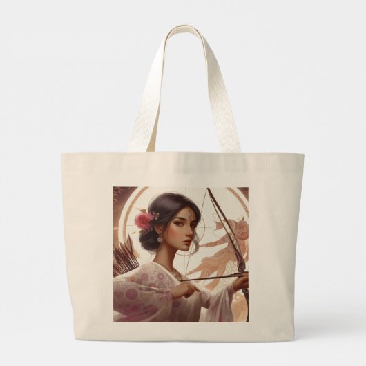 Boogschutter roze bloem grote tote bag (Achterkant)